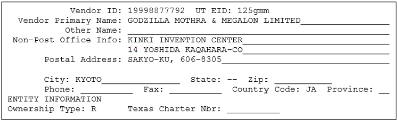 Foreign Address Format (Non-Canadian)